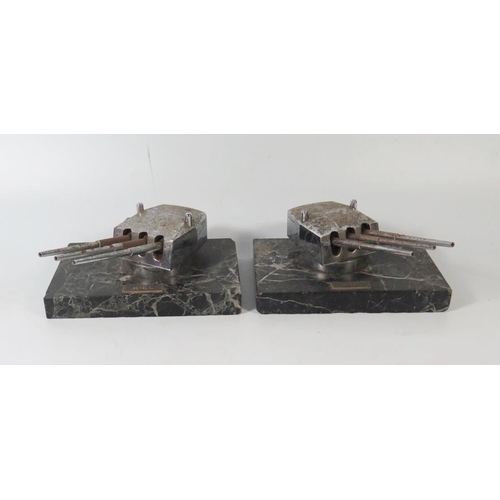 293 - A Pair of German Desk Weights in the form of chromed naval guns and with a KIEL plaque