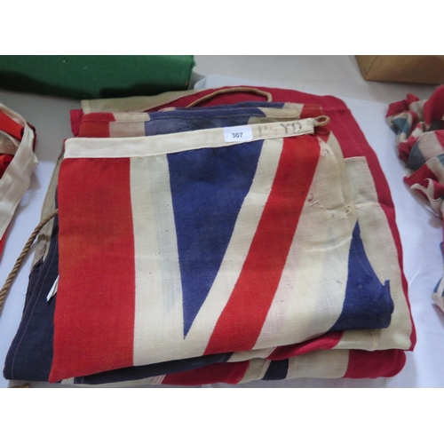 307 - Three Union Jack Flags, 185 x 95cm and 2 x 135 x 70cm