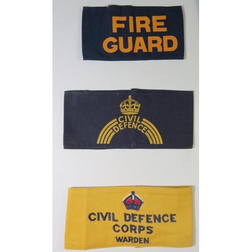 330 - English WWI and WWII Armbands including Civil Defence, LDV and Home Guard