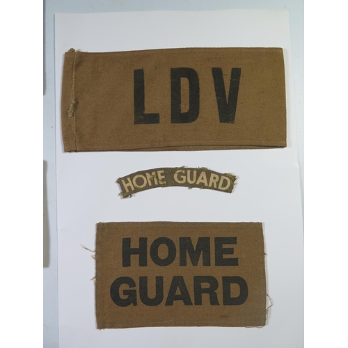 330 - English WWI and WWII Armbands including Civil Defence, LDV and Home Guard