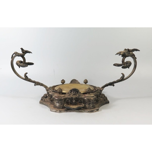 51 - A Late 19th Century Austro Hungarian Three Part Centrepiece, modelled as a fountains, the central pi... 