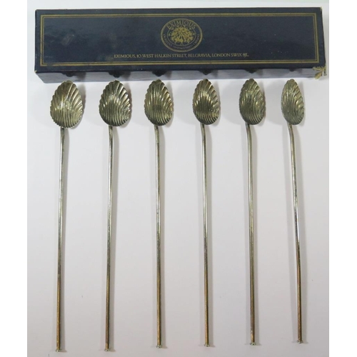 65 - A Set of Six White Metal Staw Spoons stamped ITALY, 56g