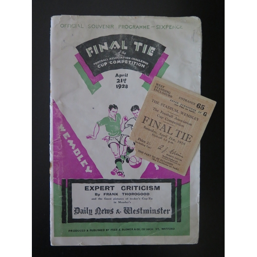 341a - A Wembley Stadium April 21st 1928 Final Tie Football Programme and Ticket