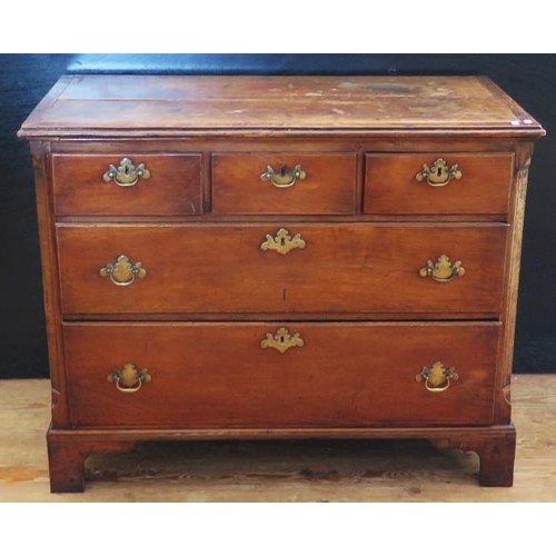 9 - A Small 18th Century Walnut Chest of Drawers with canted corners, 98(w) x 78(h) x 50(d) cm