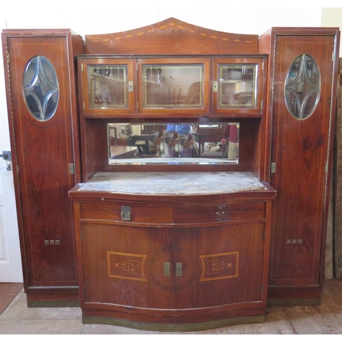 377 - A Secessionist Rosewood and Inlaid Dining Suite attributed to Koloman Moser, comprising a sentry box... 