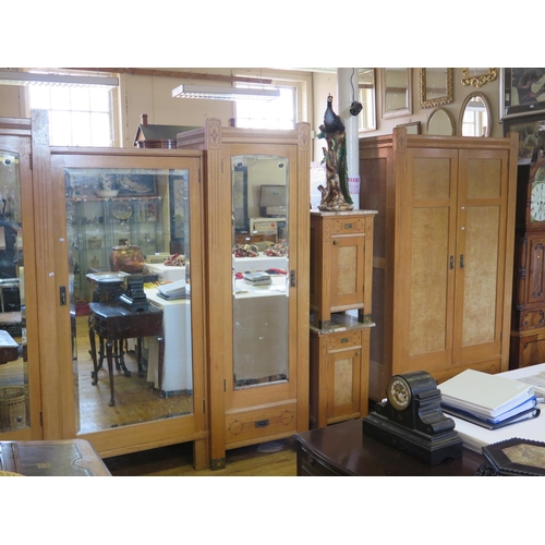 388 - A Viennese Secessionist Hungarian Burr Ash Four Part Bedroom Suite with inlaid motif and floral deco... 