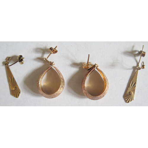 101 - Two Pairs of 9ct Gold Earrings, 5.1g  **WITHDRAWN_ MAYBE IN 15TH JULY SALE**