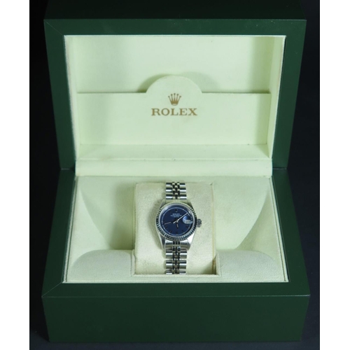 113 - A Rolex Ladies Steel Cased Oyster Perpetual Date Wristwatch, 29mm _ in polished condition and good r... 