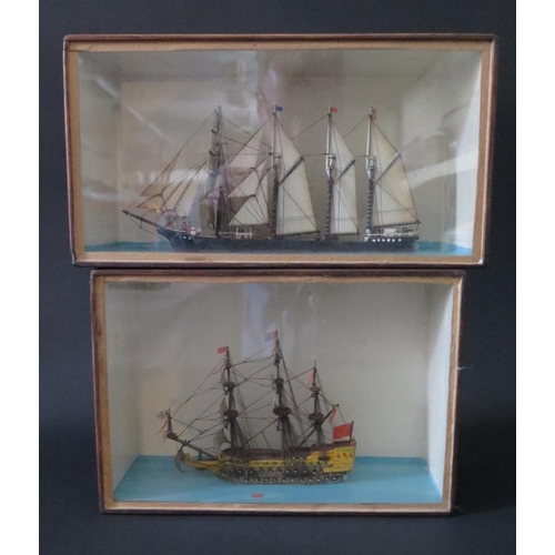 327 - Two Ship Dioramas, largest 28cm wide