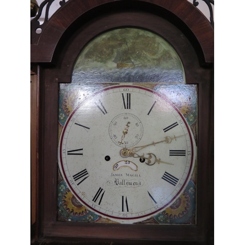 332 - A Victorian Mahogany and Inlaid Longcase Clock by  James Magill of Ballymena, the 8 day striking mov... 