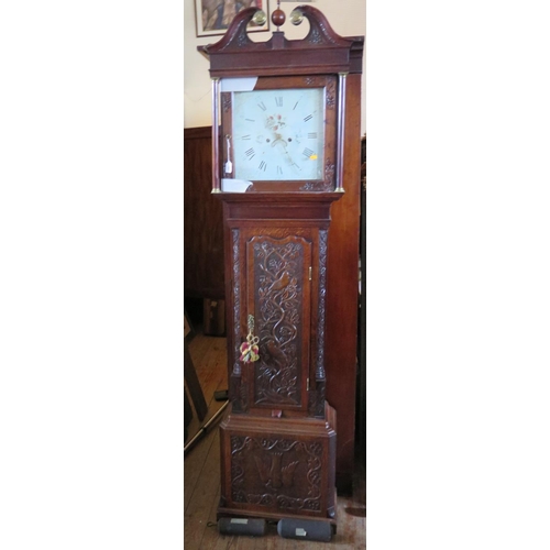 333 - A Victorian Carved Oak Longcase Clock, the eight day striking movement with painted dial, 216cm

***... 