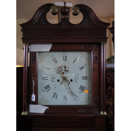 333 - A Victorian Carved Oak Longcase Clock, the eight day striking movement with painted dial, 216cm

***... 