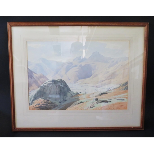 355 - William Heaton Cooper RA (6 October 1903 – 1995), untitled mountainous landscape, watercolour, 54 x ... 