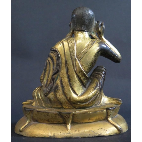 367 - A Chinese Gilt Bronze Seated Buddha Figure, 14cm high