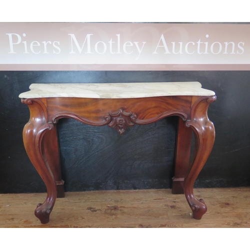 371 - A 19th century Mahogany and Marble Top Pier Table with cabriole legs, 118 x 46cm