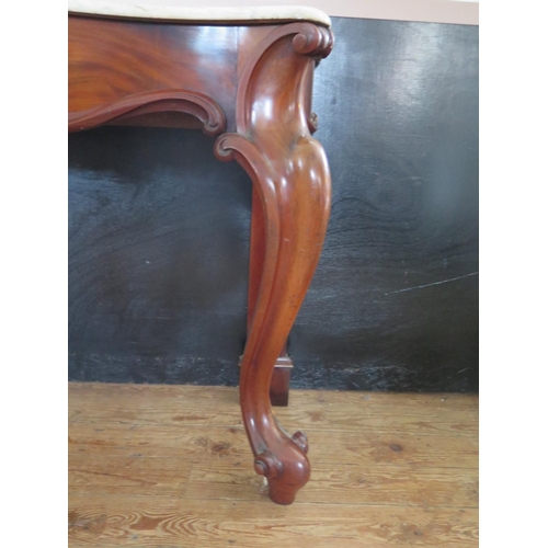 371 - A 19th century Mahogany and Marble Top Pier Table with cabriole legs, 118 x 46cm