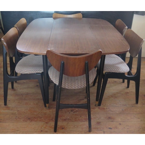 372 - A G.V. Wilkins for G-Plan Teak and Black Dining Suite comprising lap table, six chairs, two stools a... 