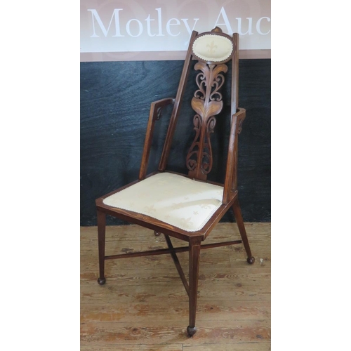 373 - An Art Nouveau Mahogany and Inlaid Chair