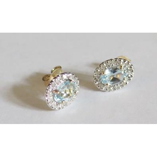 46 - A Pair of 9ct Gold, Topaz and Diamond Stud Earrings, 1.3g