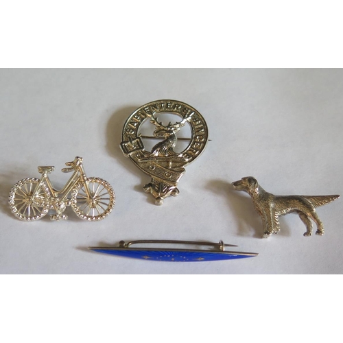 48 - A Victorian Silver Bicycle Brooch (Birmingham 1896 Crisford & Norris 40mm), sterling silver dog broo... 