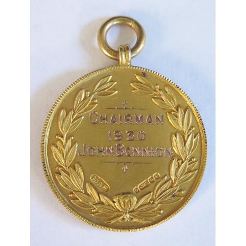 88 - A 9ct Gold Society of Certificated & Associated Liberal Agents Medallion, 11.9g