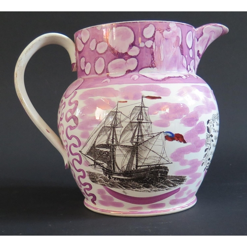 360 - A 19th Century Sunderland Lustre Jug 'When this you see Remember me Tho' many Miles We distant be', ... 