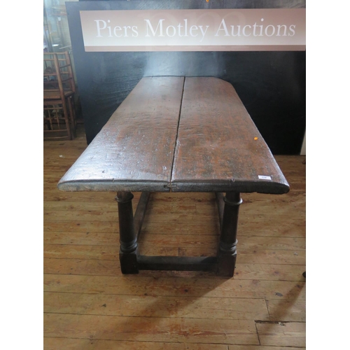 370 - An Seventeenth Century and later Oak Refectory Table with carved apron, 182 x 75cm **PHONE BID IN 10... 