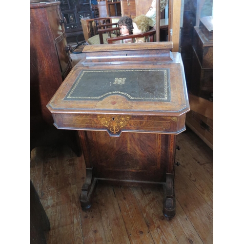 463 - A Victorian Burr Walnut and Inlaid Davenport