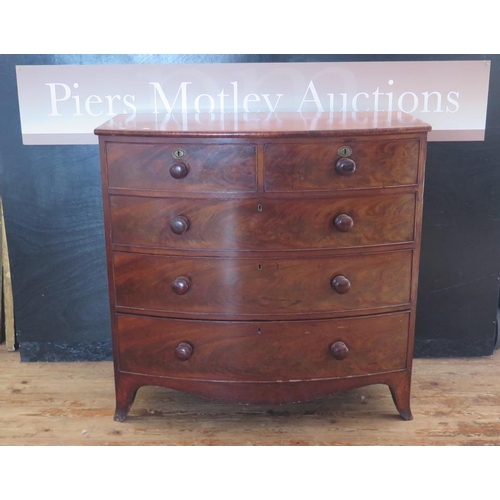 468 - An Early 19th Century Flame Mahogany Bow Fronted Chest of Drawers, 108(w) x 106(h)x 54(d)cm