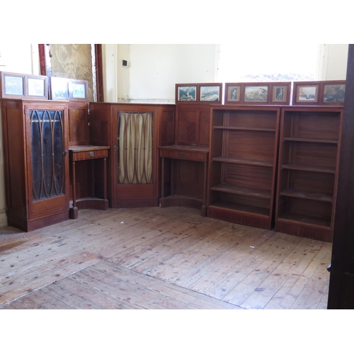 610 - An Austro Hungarian Mahogany Suite of Furniture with two bookcases, pair of pier tables, glazed mirr... 