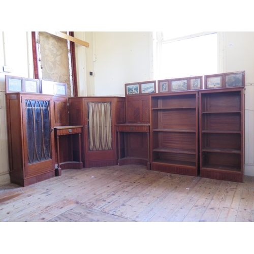 610 - An Austro Hungarian Mahogany Suite of Furniture with two bookcases, pair of pier tables, glazed mirr... 