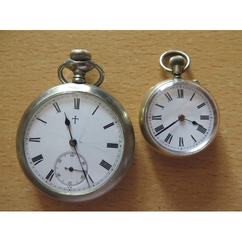 116b - An Ingersoll Trenton USA Open Dial Keyless Pocket Watch (running and one other)