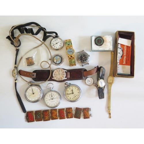 124 - A Smiths Military Issue Wristwatch. selection of other wristwatches, pocket watches and stopwatches