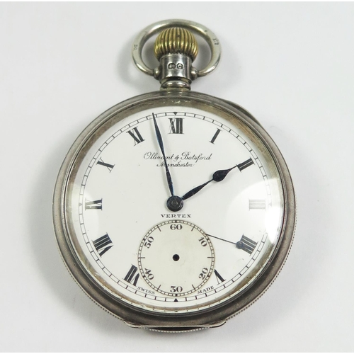 128 - A Gent's Silver Cased Open Dial Keyless Pocket Watch, running