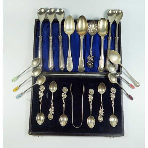 139A - A Selection of English Sterling and Continental Silver Flatware including set of .835 silver coffee ... 