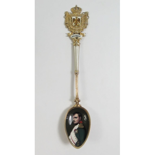 146 - A Gilt and Enamel Teaspoon and one other depicting South Africa's parliament and Table mountain