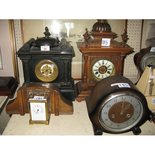 185 - A 19th Century Slate Mantle Clock and four others