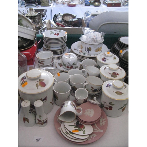 193 - Royal Worcester Evesham Table Ware and storage jars, Wedgwood etc.