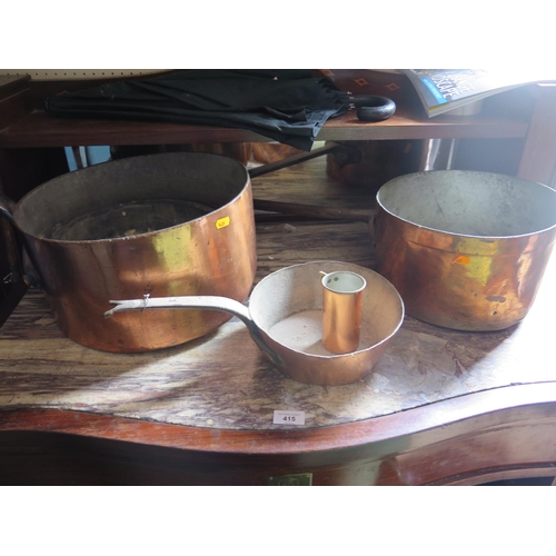 424 - A Selection of Copper Pans