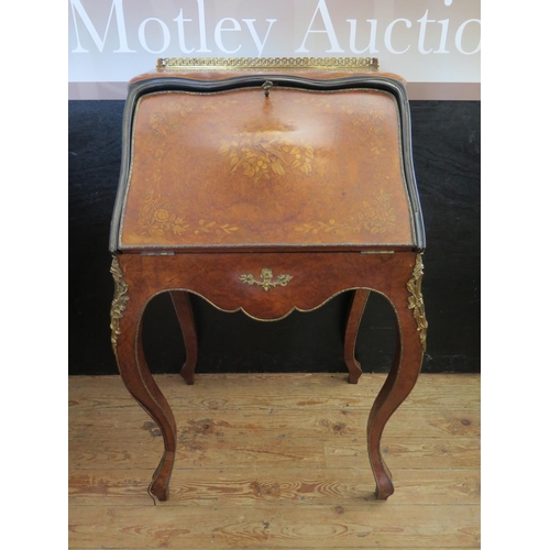 427 - A Late 19th Century French Amboyna Bureau de Dame with gilt metal mounts, 59(w)x49(d)x104(h)cm