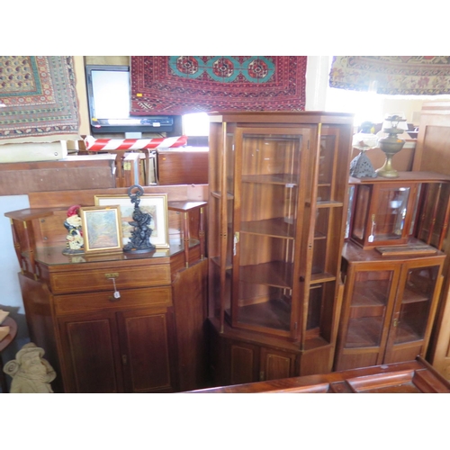 452 - A Viennese Secessionist Mahogany and Inlaid Corner Cabinet, glazed display cabinet and one other