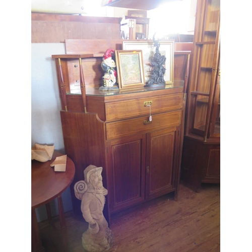 452 - A Viennese Secessionist Mahogany and Inlaid Corner Cabinet, glazed display cabinet and one other