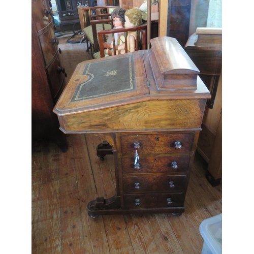 463 - A Victorian Burr Walnut and Inlaid Davenport