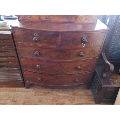 468 - An Early 19th Century Flame Mahogany Bow Fronted Chest of Drawers, 108(w) x 106(h)x 54(d)cm