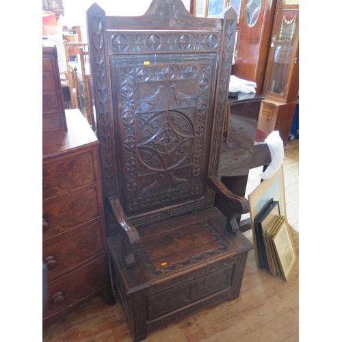 469 - A 19th Century Carved Oak Throne Seat