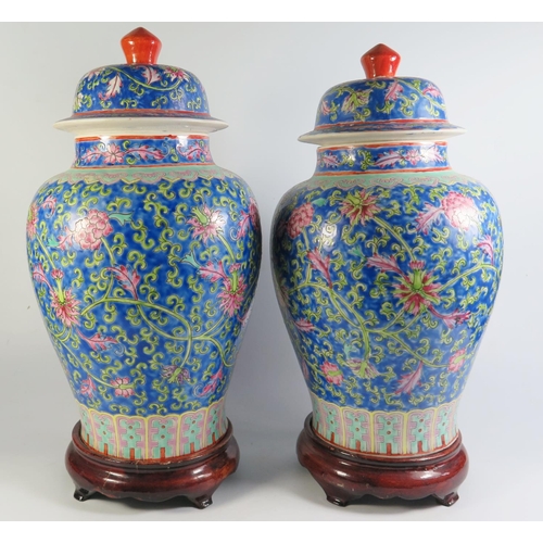 471 - A Pair of Modern Chinese Vases with covers