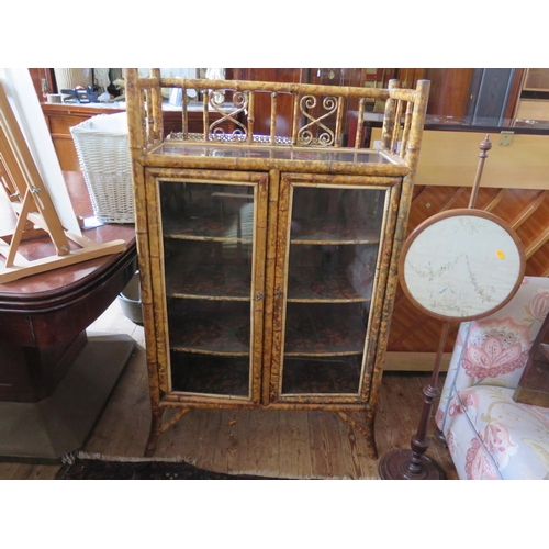 475 - A Bamboo, Lacquered and Glazed Display Cabinet