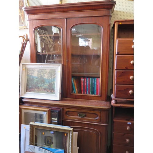 579 - A Victorian Mahogany Glazed Bookcase with cupboard under