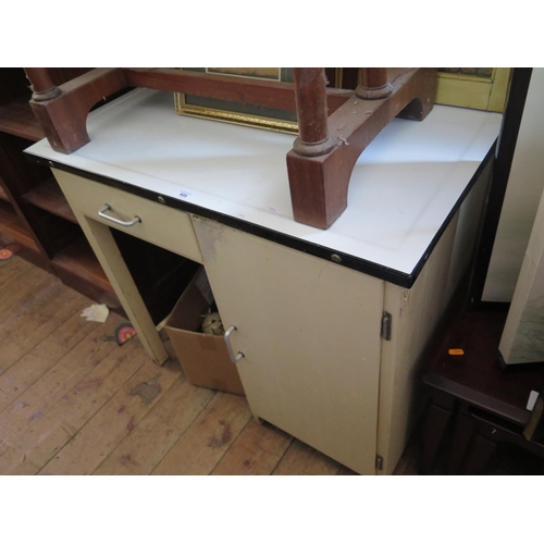 605 - An Old Enamel Top Kitchen Unit