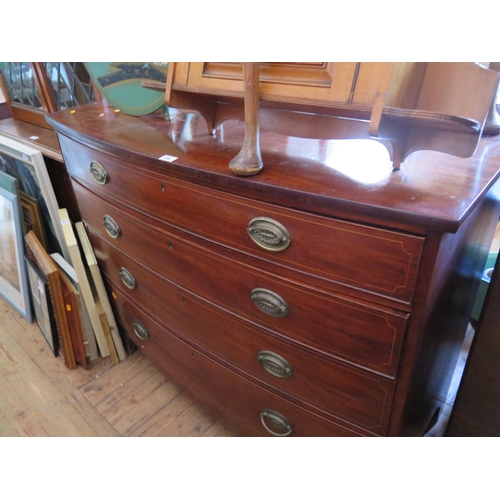 659 - An Early 19th Century Mahogany and Strung Bow Fronted Chest of Drawers